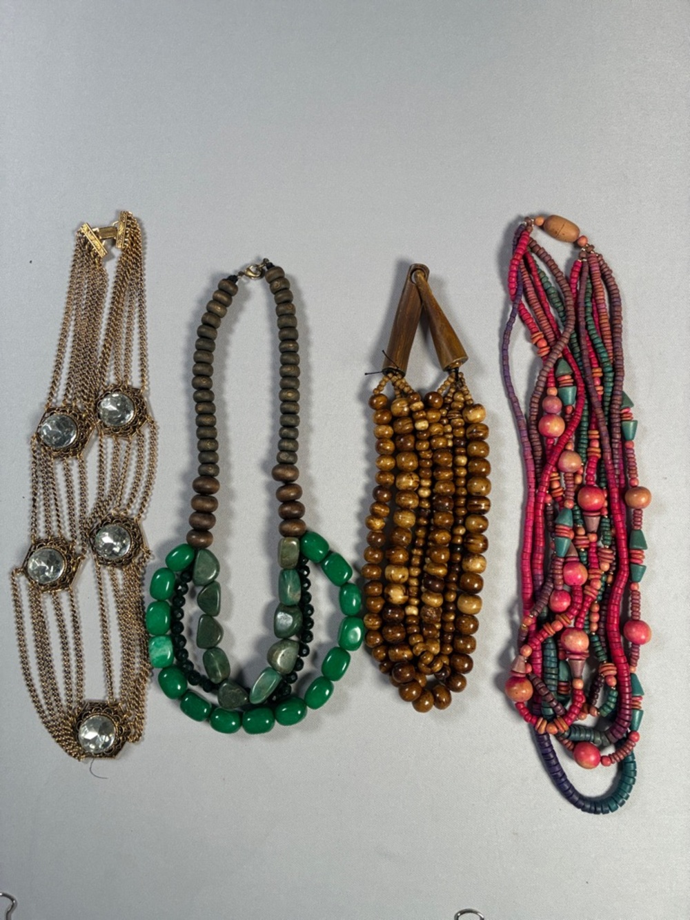 Multi-Strand Beaded Statement Necklaces- Unbranded Lot of 4